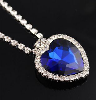 Fashio HEART OF THE OCEAN BLUE CRYSTAL TITANIC NECKLACE! FAST SHIPPING 