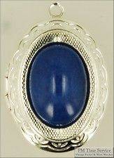 WBM oval engraved locket, lapis blue mtn. jade cabochon