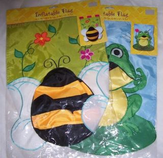 Inflatable Flag Decoration Yard Garden Outdoor 12 x 18 bumble bee frog 