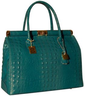 NWT Genuine Italian Real Leather Handbag Purse Tote Satchel A4 Blue 