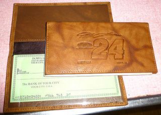 Checkbook JEFF GORDON 24 Brown leather embossed New