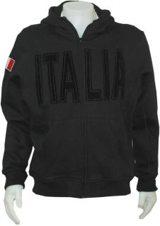 ITALIA ITALY flag Hoodie Hooded Soccer JACKET Fleece BLACK