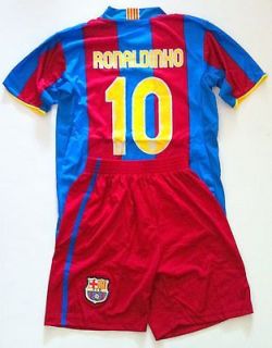 Shirt & Short Boys Ronaldinho Barcelona Jersey Size M   12 New