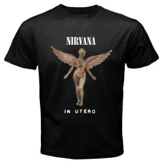 NIRVANA IN UTERO Hard Metal Rock Band Mens Black Tee T Shirt Size S 