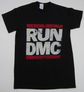 RUN DMC Jam Master Jay Retro T shirt Rap Hip Hop Distressed Black Tee 