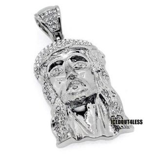 Platinum Finish Hip Hop Style Large Jesus Piece Pendant Iced Out