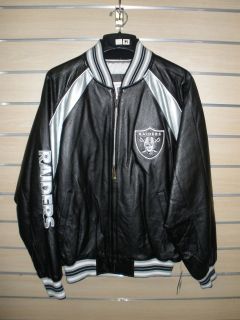   NFL Licensed Oakland Raiders Full Leather Bomber Jacket Coat M NEW