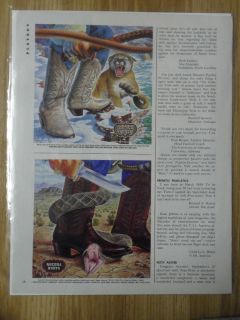 1982 Print Ad Nocona Cowboy Boots ~ Cougar & Rattlesnake Western ART