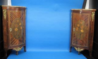 Rosewood Corner Cabinet 19th C. Louis XVI marquetry parquetry inlaid 