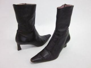 AUDLEY Dark Brown Leather Zip Ankle Boots Sz 36.5 / 6.5