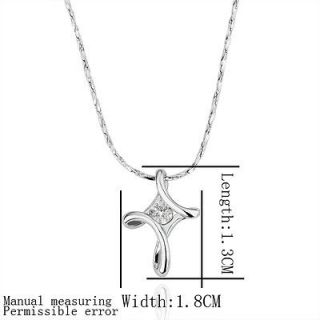 18K White Gold Plated Crystal rhinestone Infinity Cross Necklace 