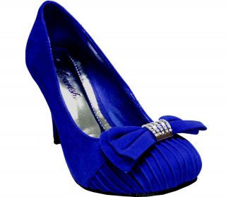 New womens shoes elegant suede like pumps rhinestones royal blue 