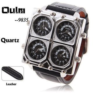   Cheap Adventure Multi Function 4 Movt Black Leather Watch for Men