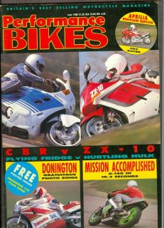   Bikes June 1988 Honda CBR 1000F   ZX 10, Kawasaki KMX 200, Bimota