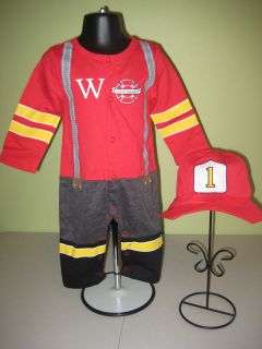   Romper Firefighter Helmet Set Infant Toddler 100% Cotton Costume Play