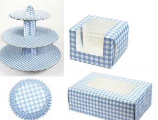 Blue Gingham Cake Display Items   All in one Listing
