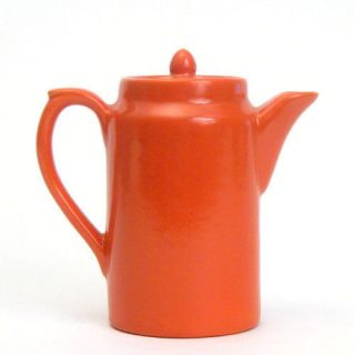  Pottery USA Plain Ware Orange Red Individual Hot Water Coffee Pot