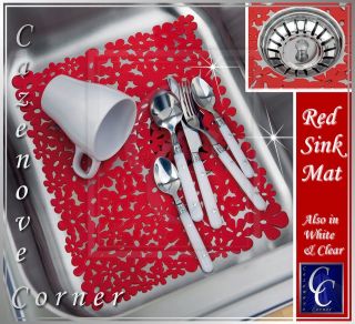 RED Floral Sink Protection Mat / Sink protector mat prevent breakage 