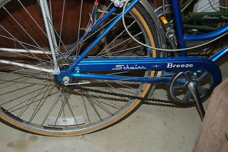   1970s Schwinn Breeze Ladies Bicycle Blue & Chrome 3 Speed 26 Inch
