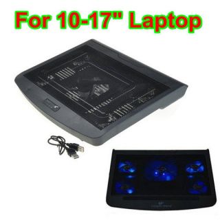   New 5 Fan LED Notebook Cooling Cooler Stand Pad For 10 17 Laptop
