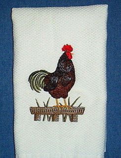 Rhode Island Red Rooster Embroidered Kitchen Towel