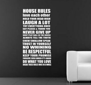 House Rules WALL STICKER KITCHEN Quote Art Decal