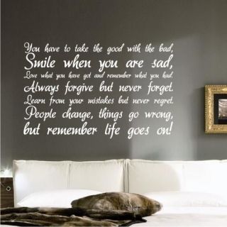   WALL STICKER QUOTE ART DECAL QUOTE Kitchen Bedroom lounge