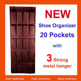 Brown Over the Door Shoe Organizer Closet Shoe Rack Storage Bin Box 