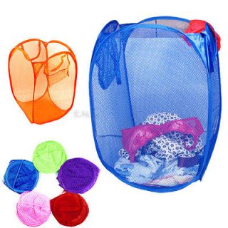   Color Collapsible Laundry Hamper Clothes Basket Mesh Elastic Easily