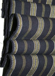 Japanese Old Antique Striped Shima Indigo Cotton Fabric Futon Kimono 