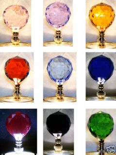 STUNNING 24% LEAD COLORED CRYSTAL LAMP FINIAL BRASS/BSE