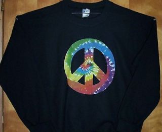New Black Sweatshirt  TIE DYE PEACE  Sz SM   5XL