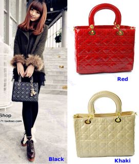   Women Lady New Patent Leather Lady Quilted Tote Shoulder Handbags