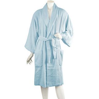 Womens Spa Terry Towel Bath Robe Shawl Collar   L. Blue