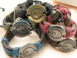 Ying Yang Surfer Bracelet Synthetic Leather One size fits all