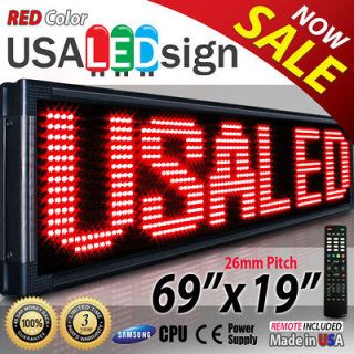 LED PROGRAMMABLE SIGNS 69x19 26MM SCROLLING MESSAGE RED COLOR UL 