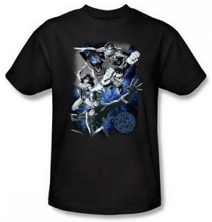 Justice League Galactic Attack Nebula Black Adult Shirt Justice 