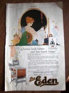 1920 Antique EDEN WASHER Washing Machine Victorian Lingerie Color Ad