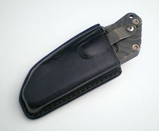 Custom Black Vertical Leather Sheath for Strider SMF Knife, #2