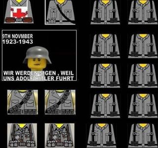 Lego WW2 German Soldiers Sticker Decals Dark grey 16 minifigure decals