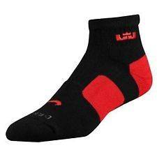 New Nike Lebron Elite High Quarter Socks Red/Black Large ( 8   12)