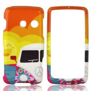   Peace Love VW Bus Snap on Cover for LG RUMOR TOUCH LN510 Orange Case