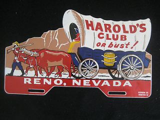 Vintage Harolds Club Casino License Plate Topper Reno Nevada 