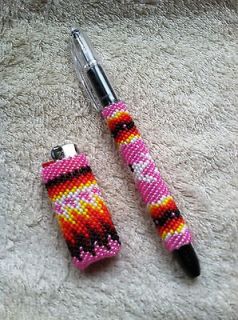   Native American Bead Work   Peyote Stitch Beaded lighter & pen covers