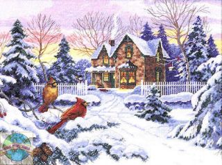 Cross Stitch Kit ~ Gold Collection Winter Memories Snowy Home Scene 
