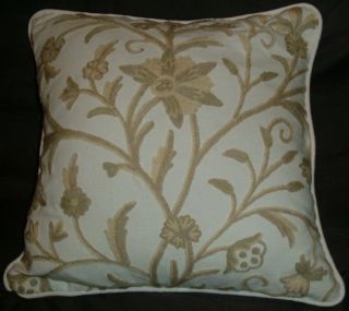 Crewel Pillow Tree of Life Neutrals on Off White Cotton (14x14)