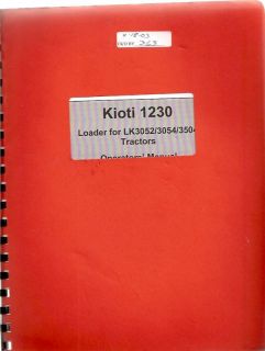 Kioti 1230 Loader Operators & Parts Manual