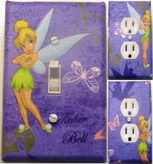 Disney Tinkerbell purple light switch outlet covers wall plate kid 