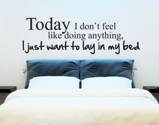 Bruno Mars Lazy Song Quote Vinyl Wall Art Stickers   Large Stay In Bed 