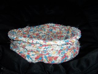 rag rug style rustic Round machine washable small dog or cat bed 13 